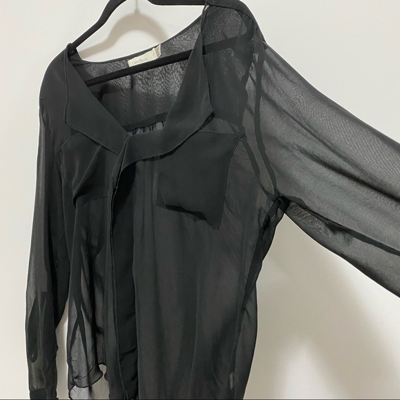 🛍3/$45 Costa Blanca Sheer Black Blouse - Picture 5 of 6